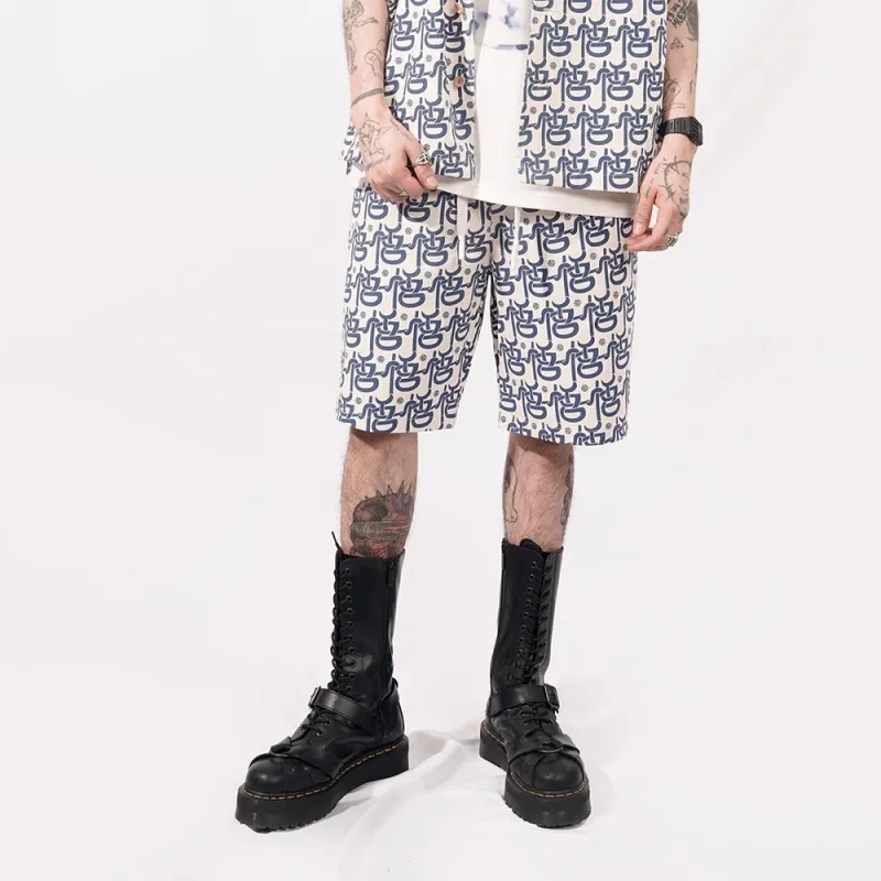 WOOKONG Casual Shorts Unisex Polka Dot Print-2