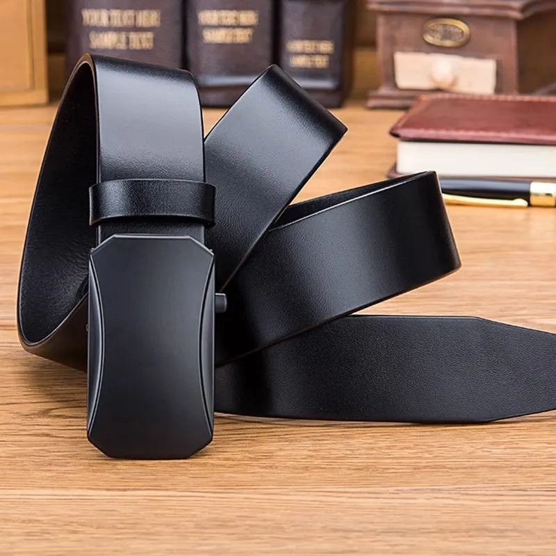 ROSEROOEN Cow Leather Belts Men's Gunmetal Buckle Black Body/Gunmetal Buckle Brown Body 3.5cm-5