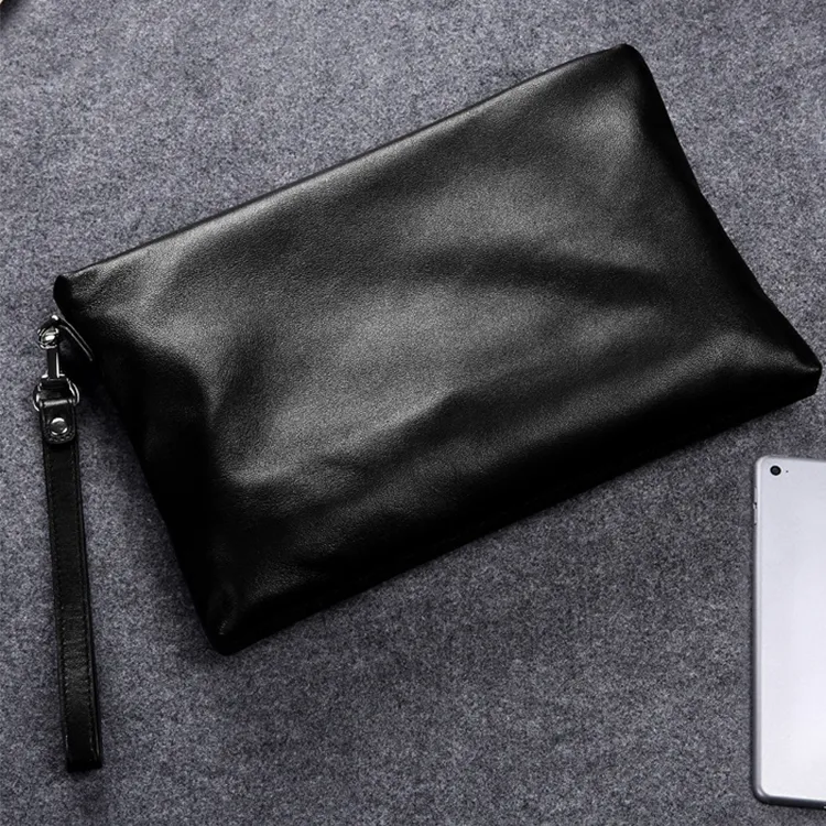 ROSEROOEN Top Grain Cow Leather Clutch Regular Unisex Black-6