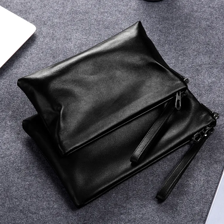 ROSEROOEN Top Grain Cow Leather Clutch Regular Unisex Black-5