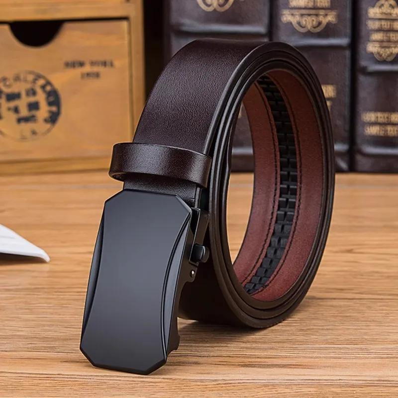 ROSEROOEN Cow Leather Belts Men's Gunmetal Buckle Black Body/Gunmetal Buckle Brown Body 3.5cm-3