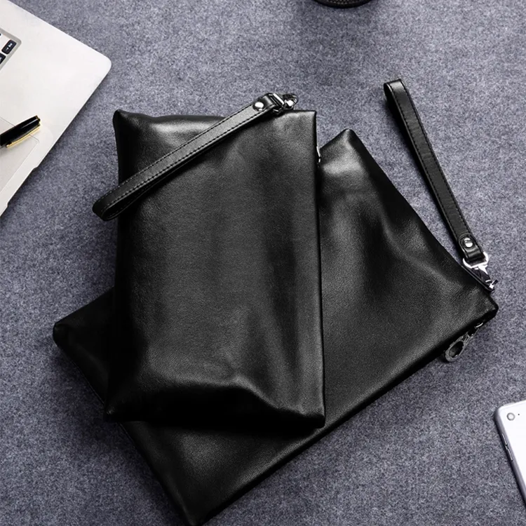 ROSEROOEN Top Grain Cow Leather Clutch Regular Unisex Black-7