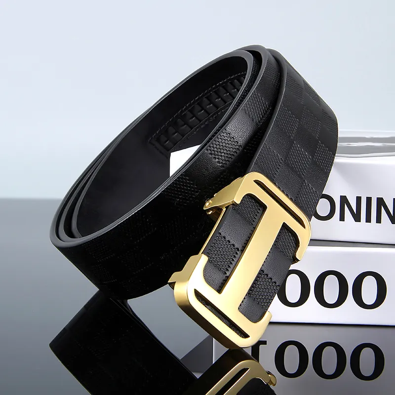 ROSEROOEN Top Grain Cow Leather Belts Men's Black, Gold, Silver 3.5cm-1