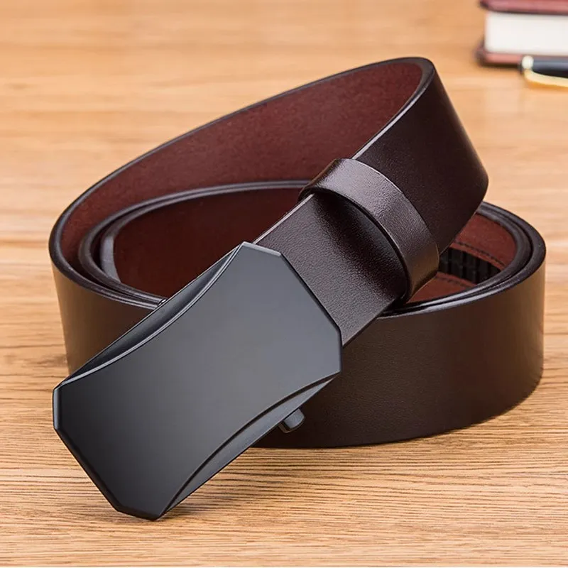 ROSEROOEN Cow Leather Belts Men's Gunmetal Buckle Black Body/Gunmetal Buckle Brown Body 3.5cm-2