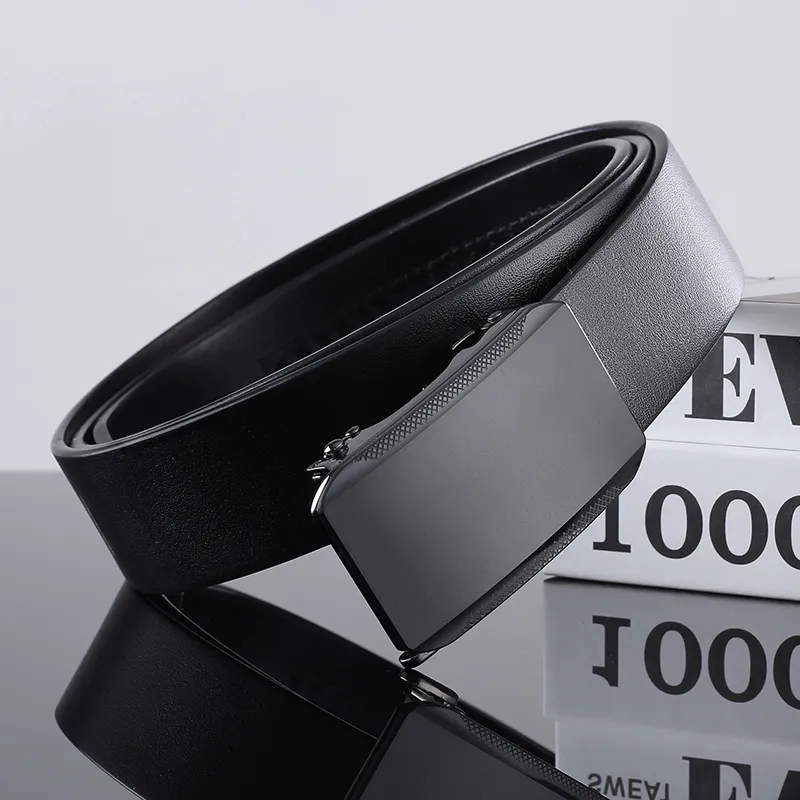 ROSEROOEN Top Grain Cow Leather Belts Men's Gunmetal Buckle Crocodile Pattern 3.5cm-1