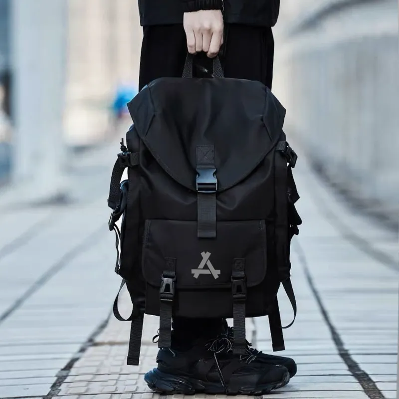 KONADCT Oxford/PU 17 Inch Backpack Large Size Unisex Black/Monogram-6
