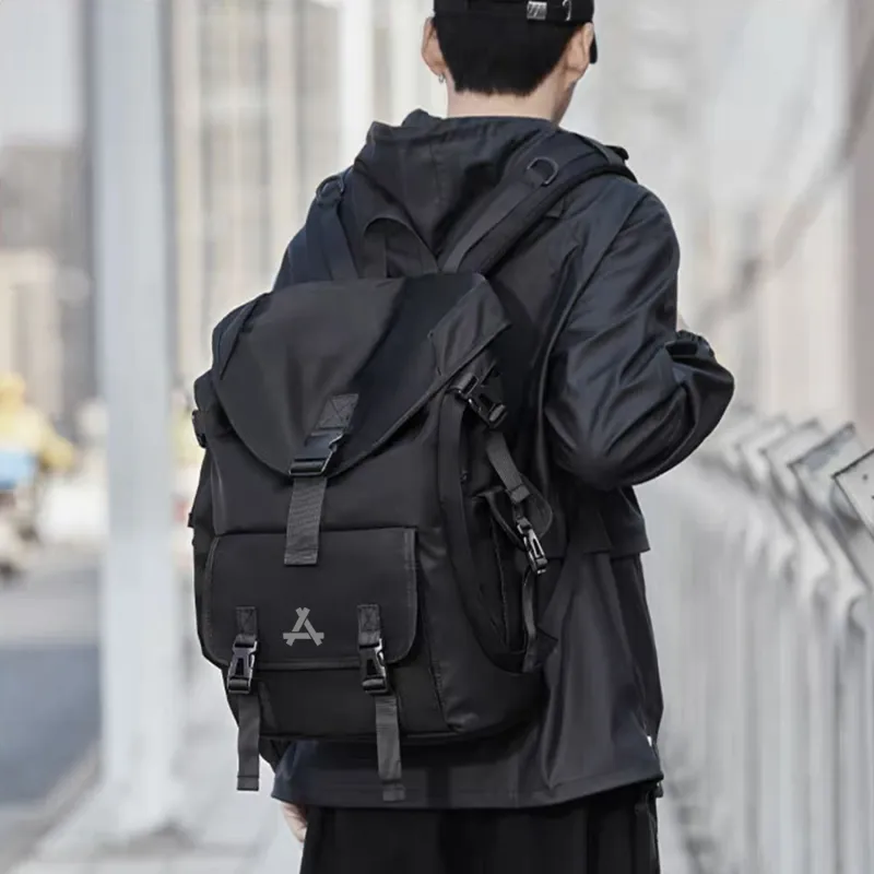 KONADCT Oxford/PU 17 Inch Backpack Large Size Unisex Black/Monogram-5