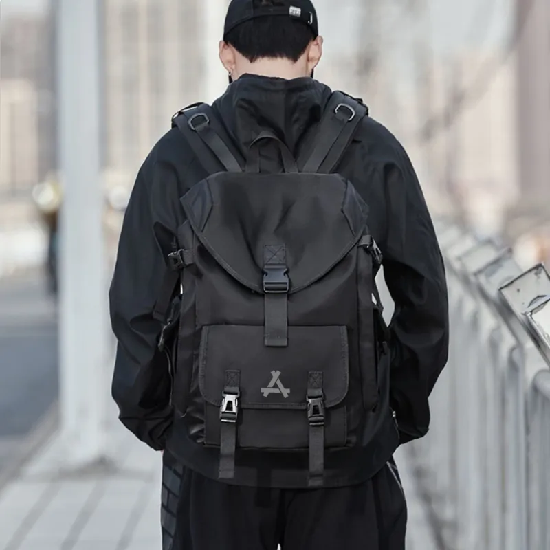 KONADCT Oxford/PU 17 Inch Backpack Large Size Unisex Black/Monogram-4