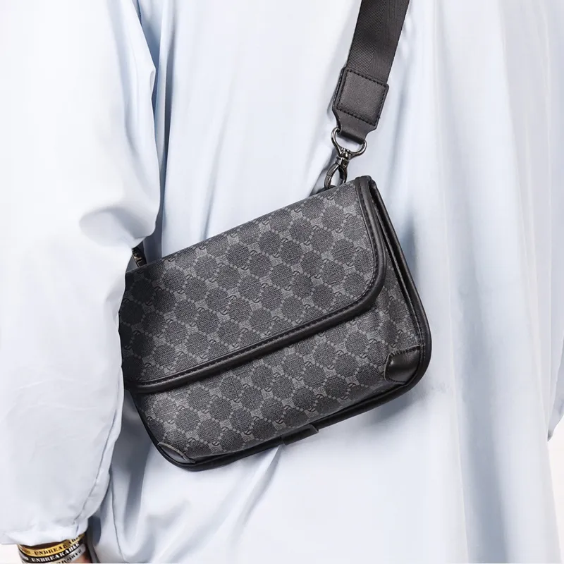 KONADCT PU Shoulder Bag, Crossbody Bag Regular Unisex Khaki/Checkered Black/Monogram/Gray/Woven Black-24