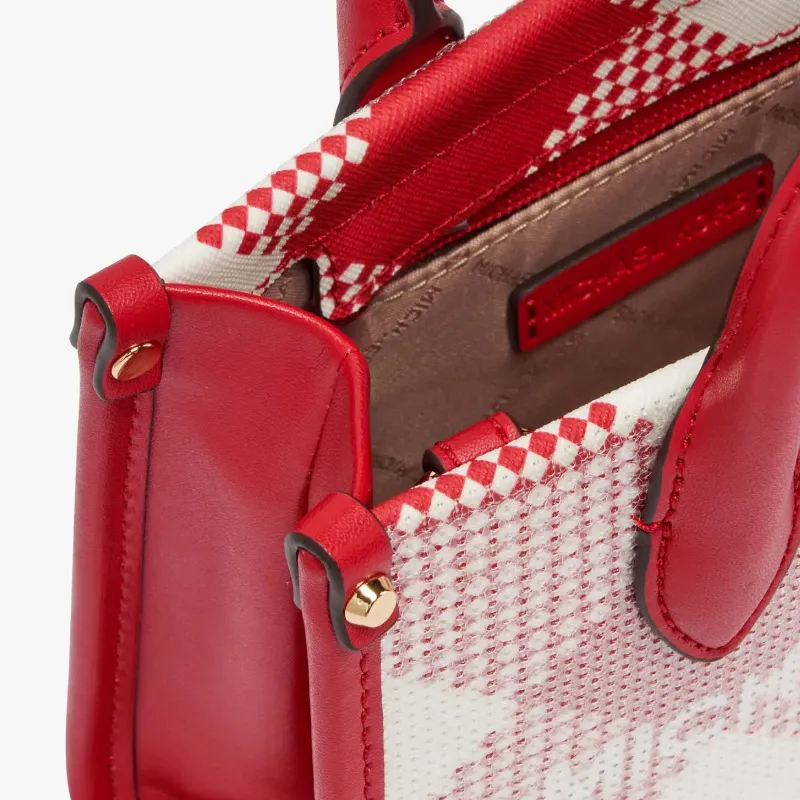 MICHAEL KORS Mirella Letter Print Artificial Leather Tote Handbag Mini Women's Red/White-4