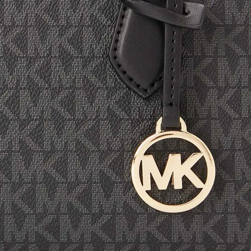 MICHAEL KORS Monogram Artificial Leather Tote Handbag Small Size Women's Black-2