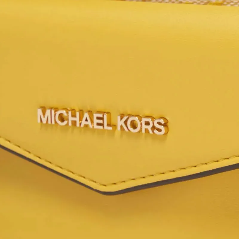 MICHAEL KORS Maisie Artificial Leather Shoulder Bag, Crossbody Bag Small Size Women's Yellow/White-3