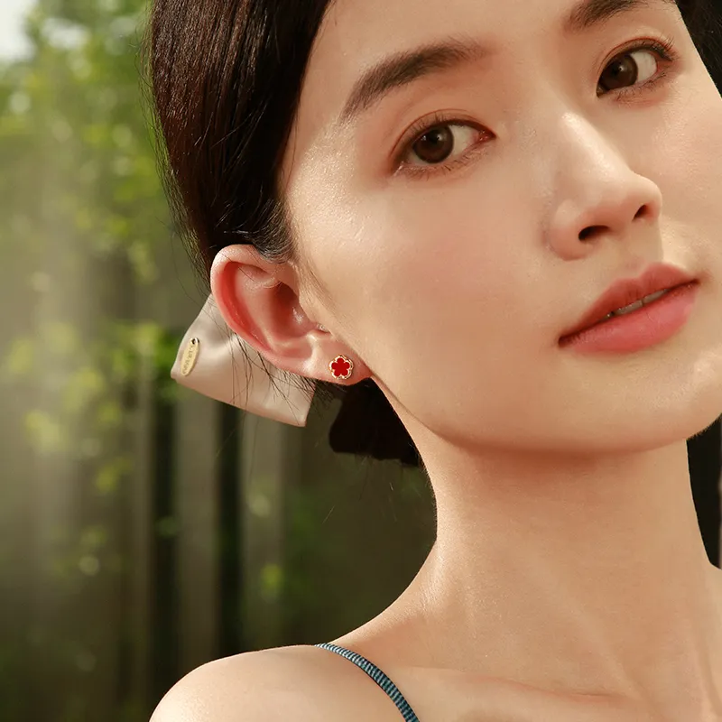 HEZUAN Agate Stud Earrings Women's-3