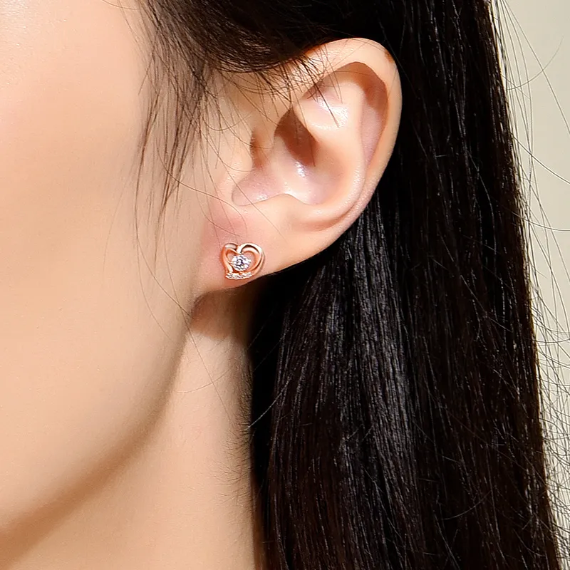 HEZUAN 18K Stud Earrings Women's-1
