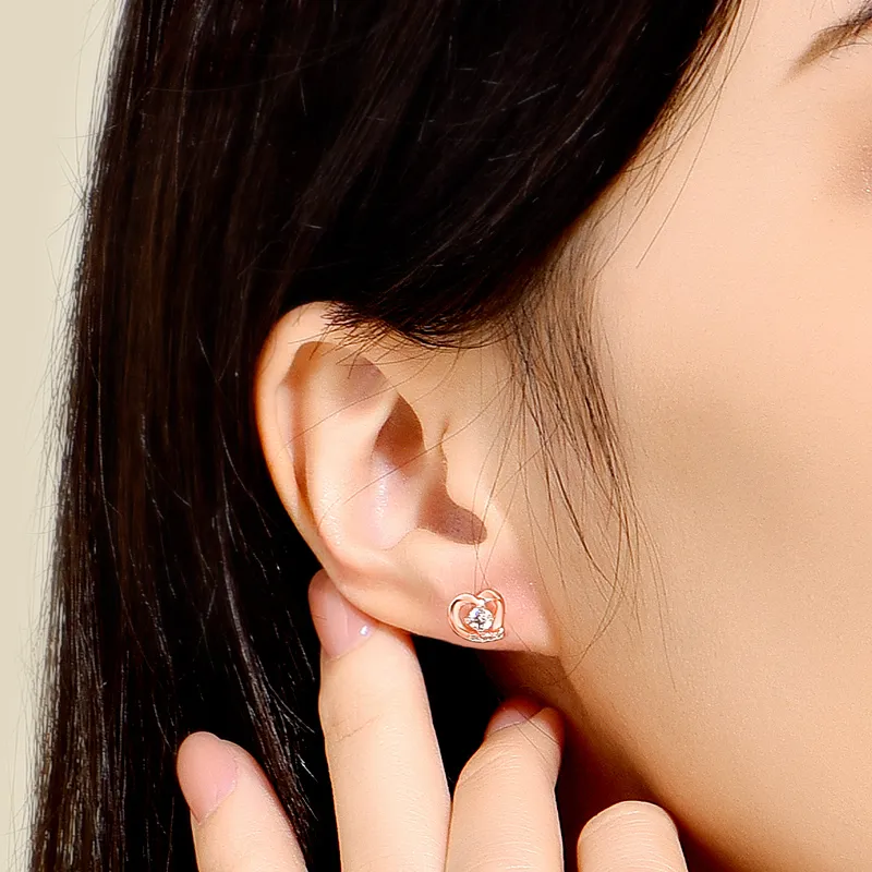 HEZUAN 18K Stud Earrings Women's-3