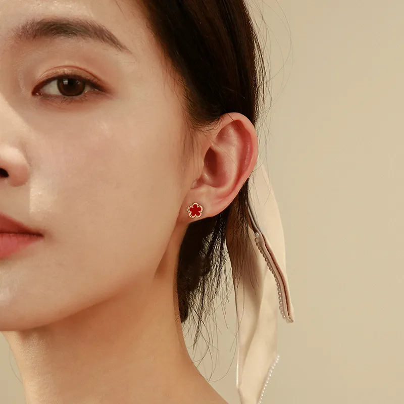 HEZUAN Agate Stud Earrings Women's-5