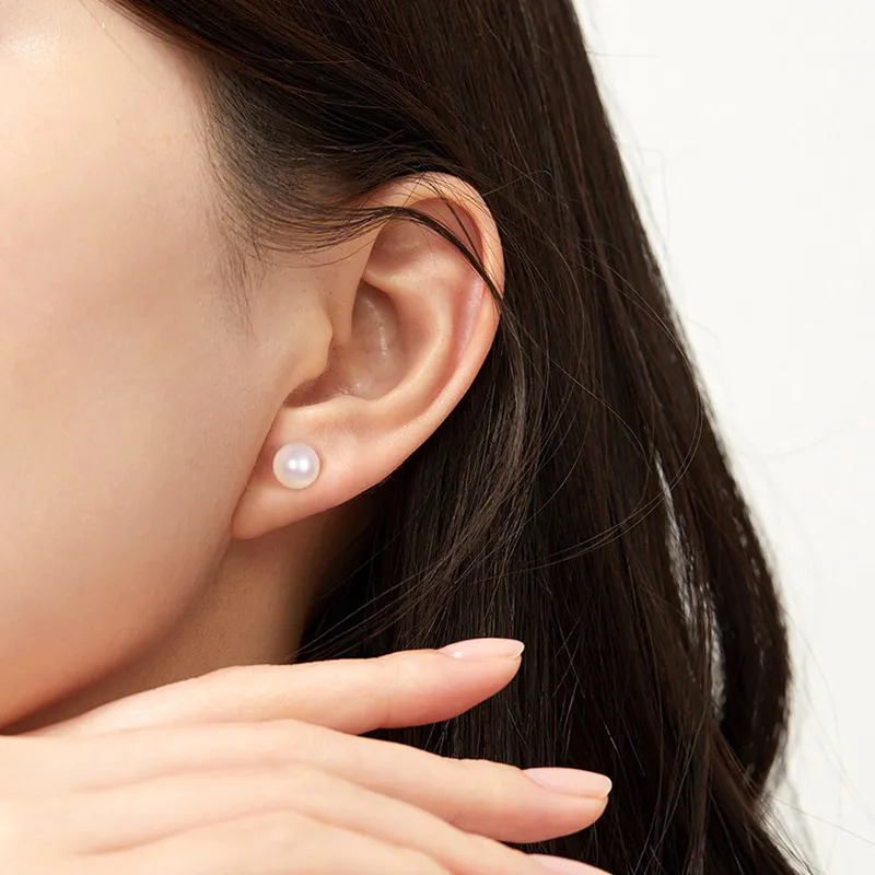 HEZUAN Freshwater Pearl Stud Earrings Women's-1