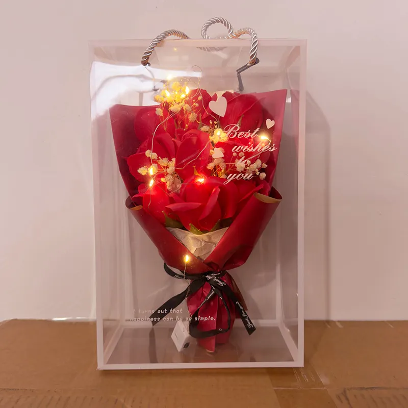 Future Maple Creative Dried Baby's Breath Preserved Flower Rose Birthday Bouquet, 9 Roses-11
