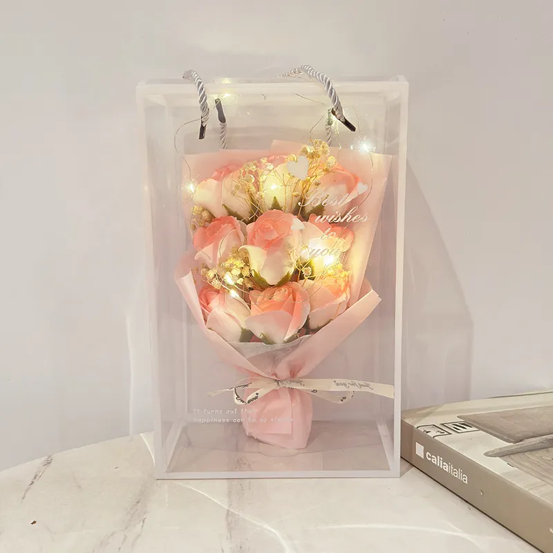 Future Maple Creative Dried Baby's Breath Preserved Flower Rose Birthday Bouquet, 9 Roses-9