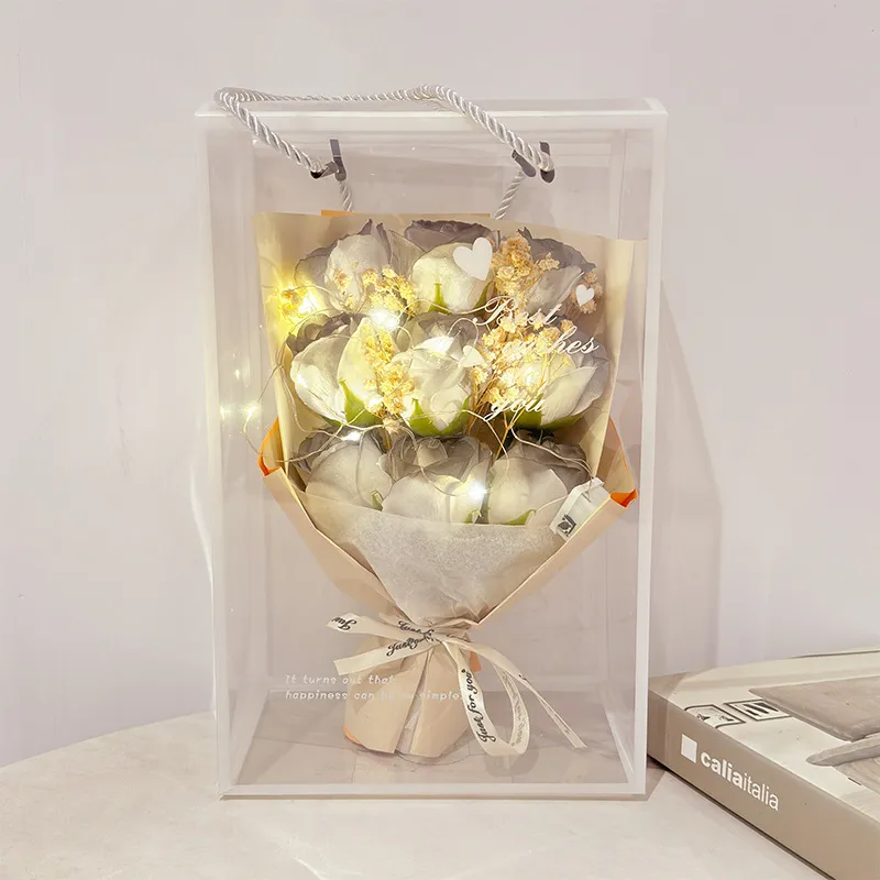 Future Maple Creative Dried Baby's Breath Preserved Flower Rose Birthday Bouquet, 9 Roses-1