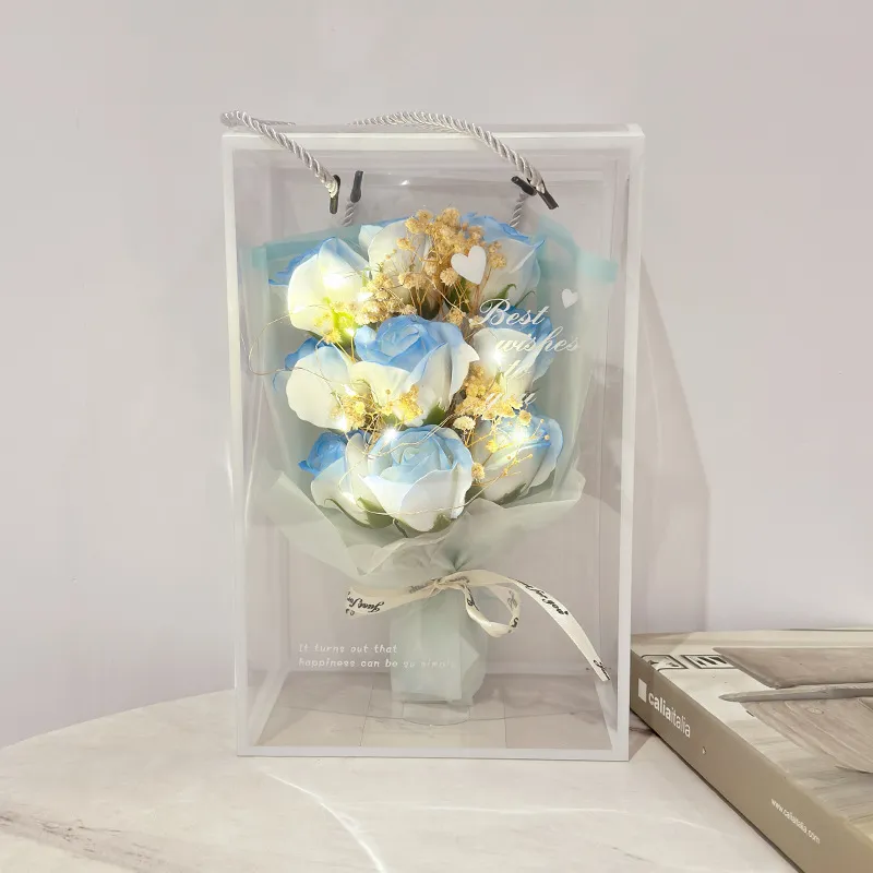 Future Maple Creative Dried Baby's Breath Preserved Flower Rose Birthday Bouquet, 9 Roses-3