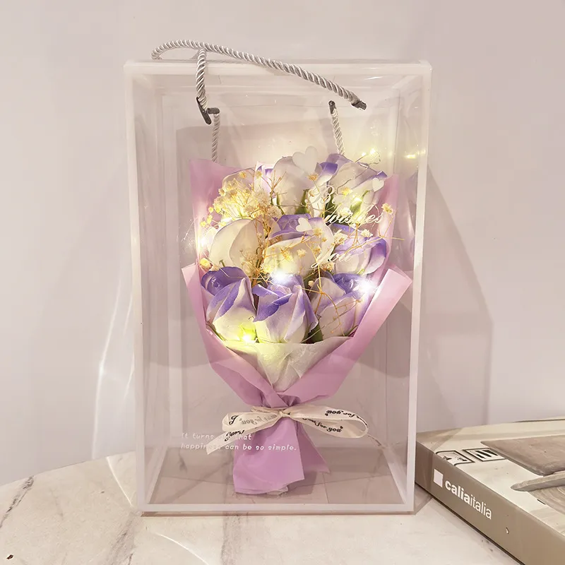 Future Maple Creative Dried Baby's Breath Preserved Flower Rose Birthday Bouquet, 9 Roses-13