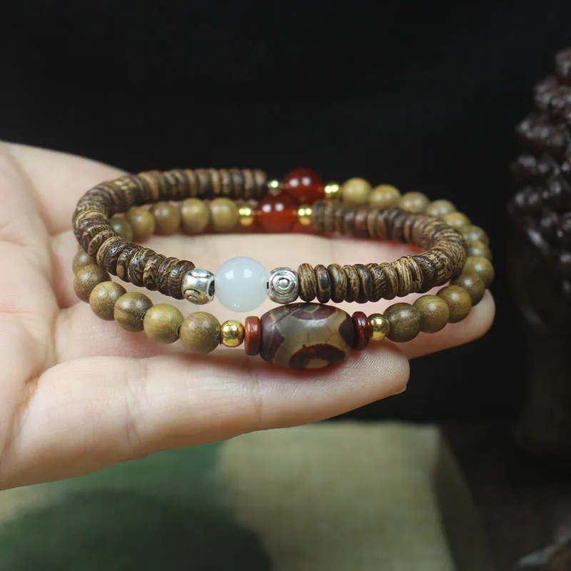 Zheng Baifu Green Sandalwood Wooden Bracelets Unisex-3