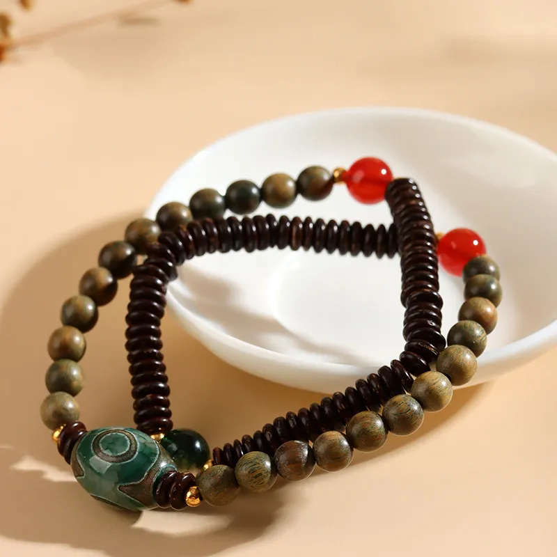 Zheng Baifu Green Sandalwood Wooden Bracelets Unisex-2