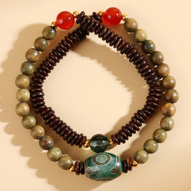 Zheng Baifu Green Sandalwood Wooden Bracelets Unisex-3