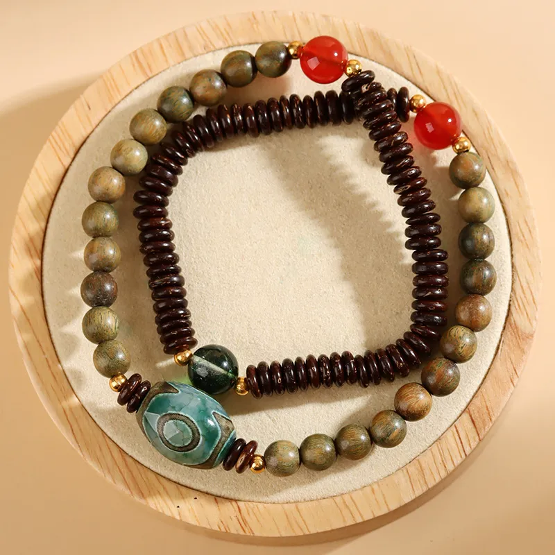 Zheng Baifu Green Sandalwood Wooden Bracelets Unisex-4