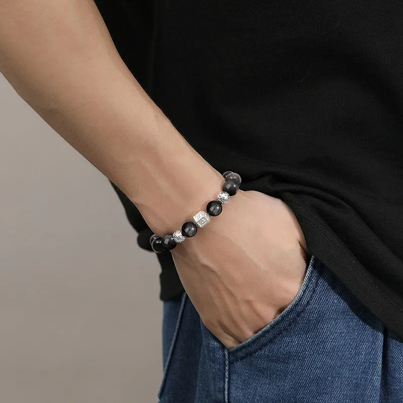 Zheng Baifu Natural Obsidian Bracelets Unisex-3