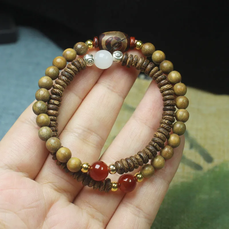Zheng Baifu Green Sandalwood Wooden Bracelets Unisex-2