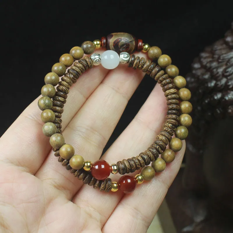 Zheng Baifu Green Sandalwood Wooden Bracelets Unisex-5