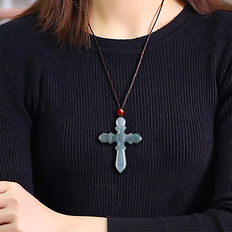 Zheng Baifu Bean Type Jadeite Necklaces Unisex-1
