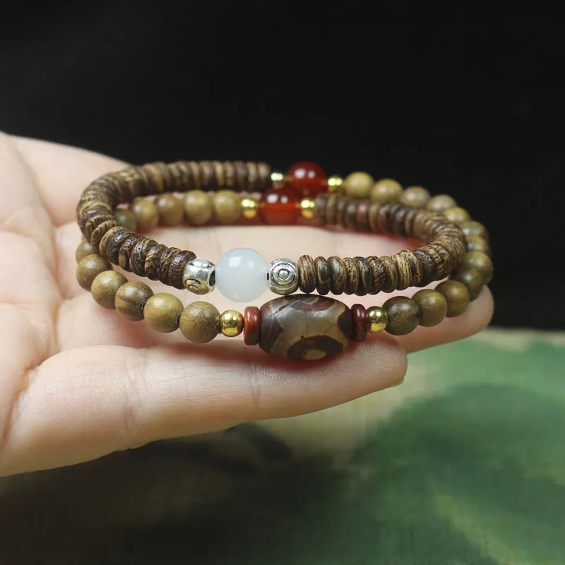 Zheng Baifu Green Sandalwood Wooden Bracelets Unisex-4