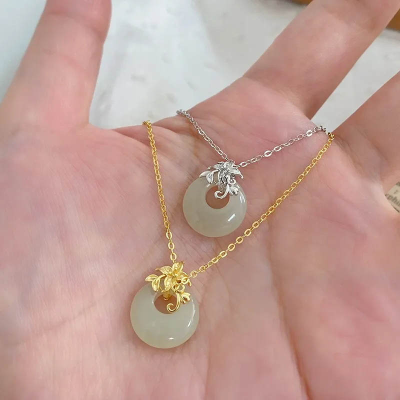 Zheng Baifu Hetian Jade Necklaces Pale Greenish White Jade Women's-4