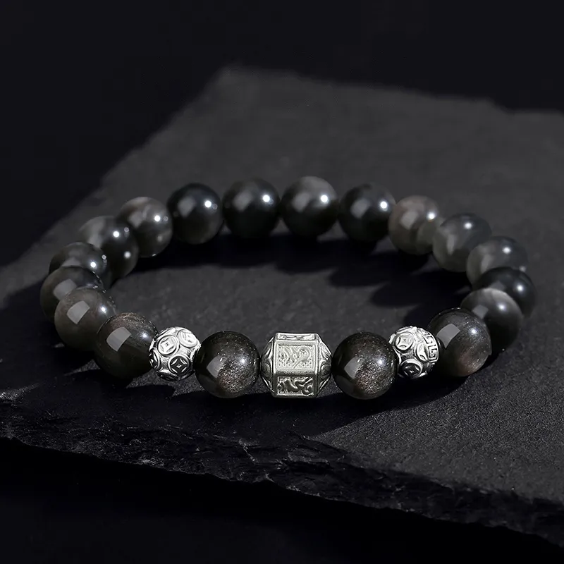 Zheng Baifu Natural Obsidian Bracelets Unisex-5
