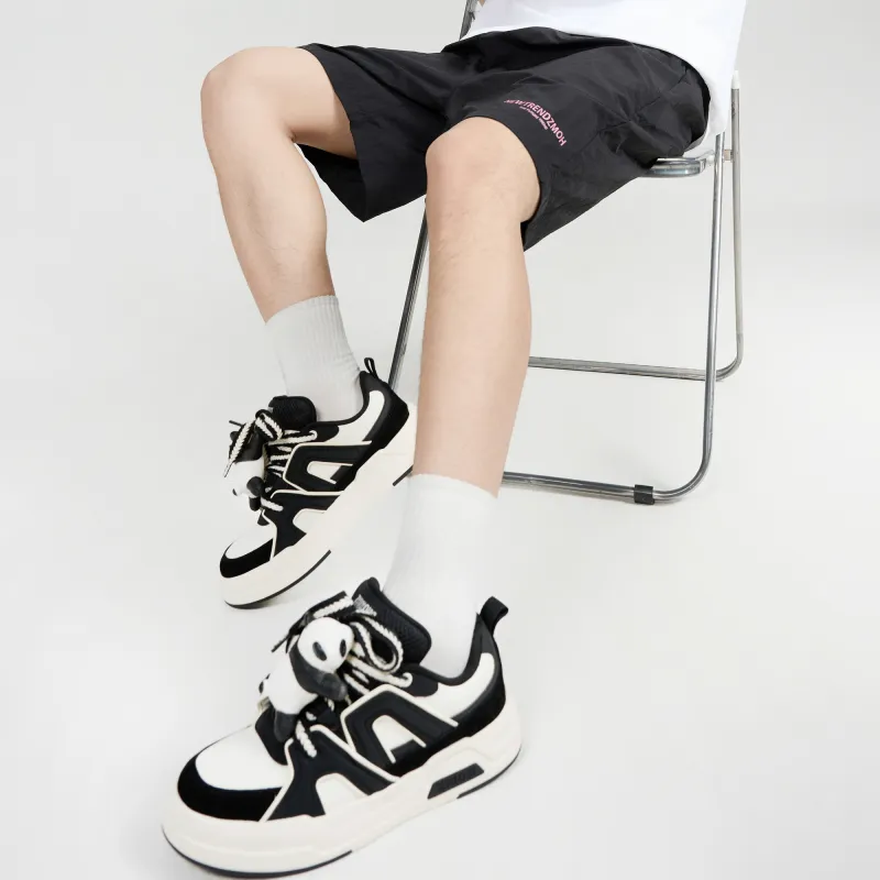 ZMOH Low Top Skateboard Shoes Unisex Black White-6