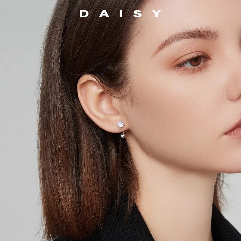 Daisy Dream Full Sterling Silver Stud Earrings Unisex-2