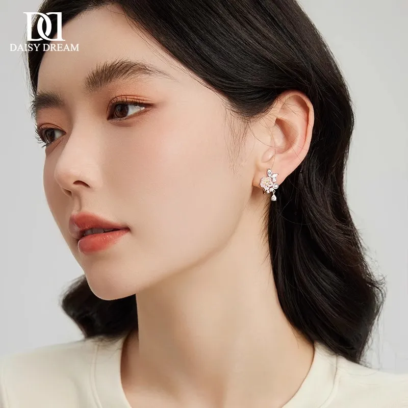 Daisy Dream Zircon Clip On Earrings Women's-2
