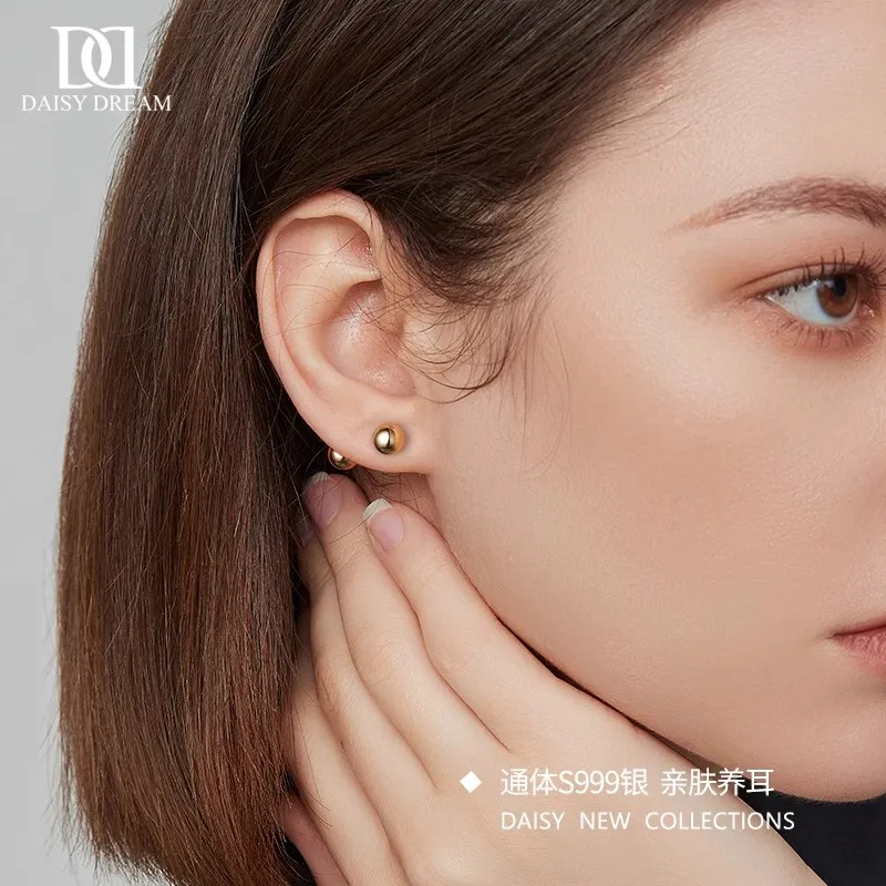 Daisy Dream 999 Fine Silver Stud Earrings Unisex-3