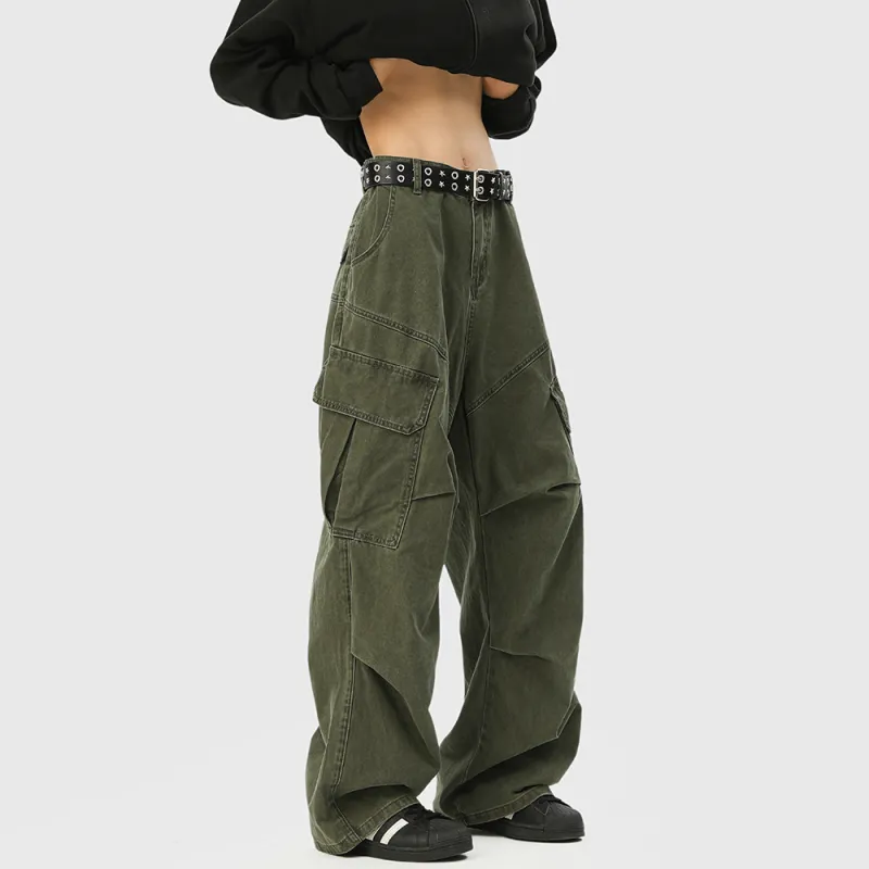 Qnxeey Cargo Pants Unisex Black-7