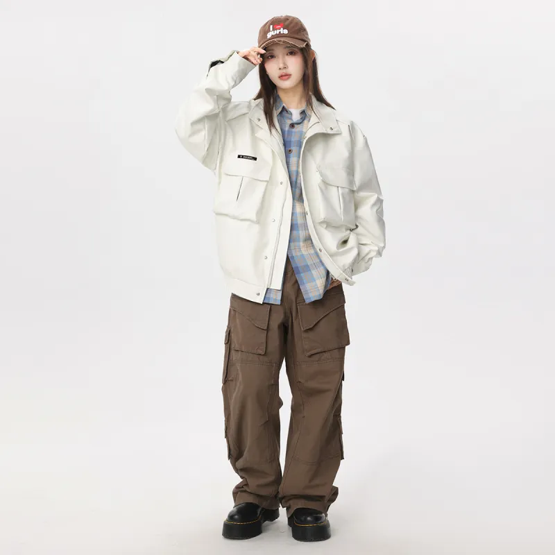 Qnxeey Leather Jackets Unisex-12