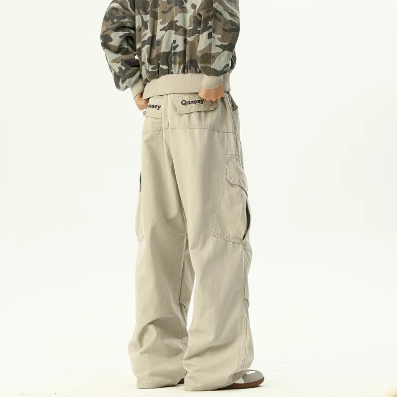 Qnxeey Cargo Pants Unisex Black-14