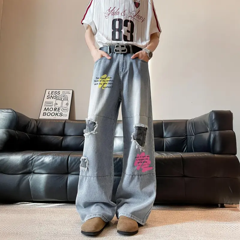 Qnxeey Jeans Unisex-6