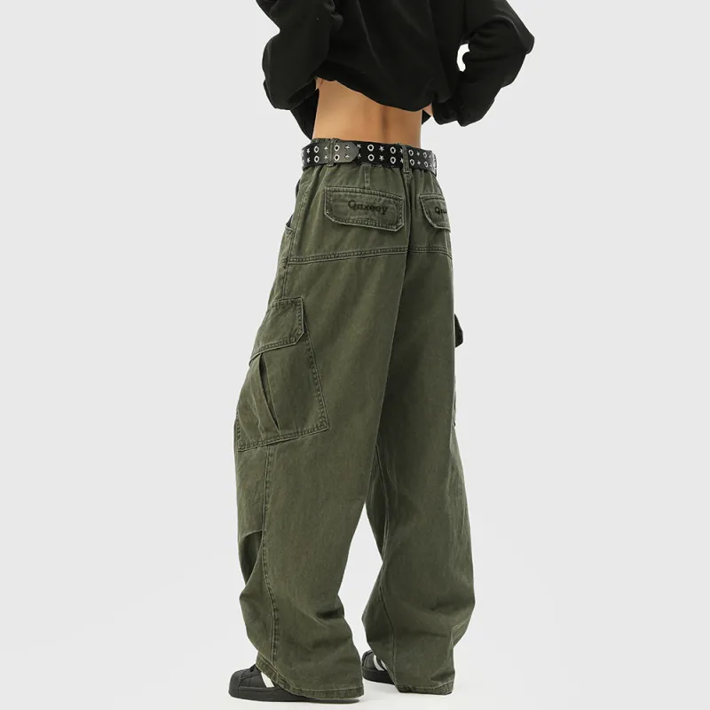 Qnxeey Cargo Pants Unisex Black-8