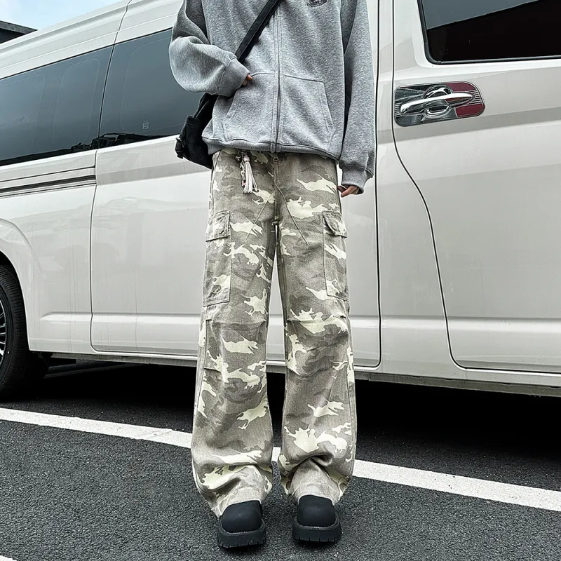 Qnxeey Cargo Pants Unisex Desert Camouflage-4
