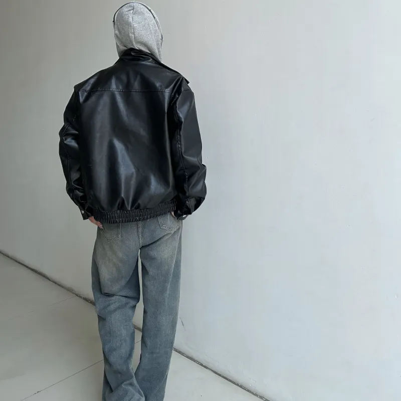 Qnxeey Leather Jackets Unisex-30