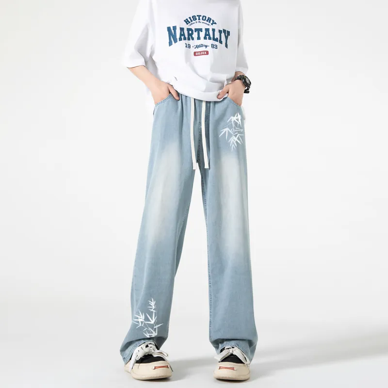 Qnxeey Jeans Unisex Light Blue-2