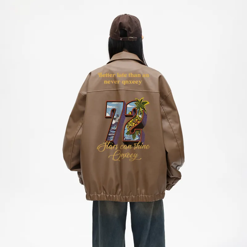 Qnxeey Leather Jackets Unisex-8
